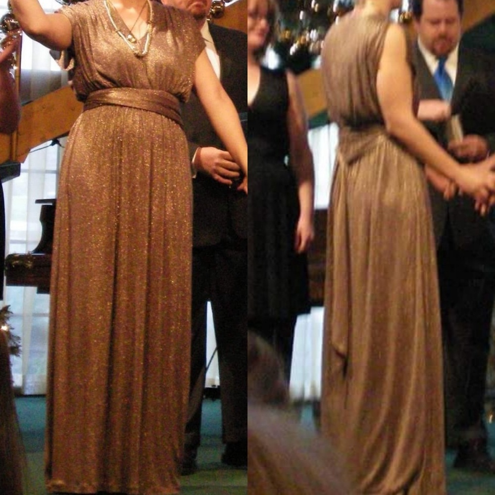 Halston Heritage gold/bronze evening gown
